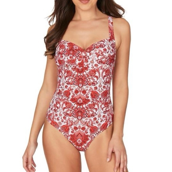 NEW Niptuck Women’s Sakina Floral Joanne One Piece Slimming Swimsuit size 4 Red - Picture 8 of 8
